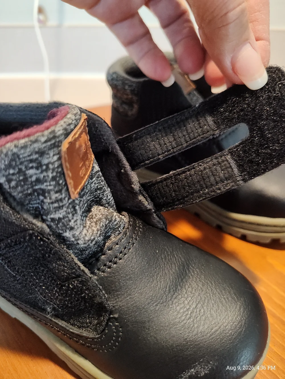 Carter's Black Toddler Velcro Ankle Boots with Brown Accent